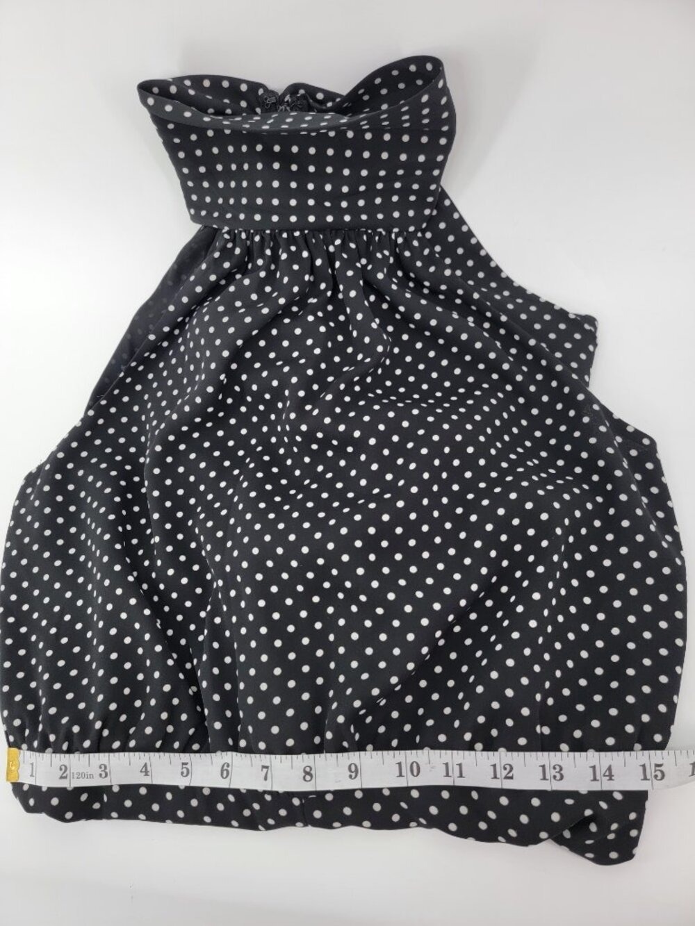 Lauren Ralph Lauren Polka Dot Wide Leg Halter Jumpsuit Size 10 Black White - Picture 7 of 9